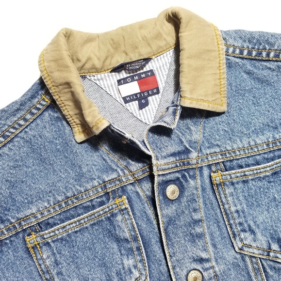 Vtg Tommy Hilfiger Trucker Snap Button Jean Jacket - Picture 4 of 8